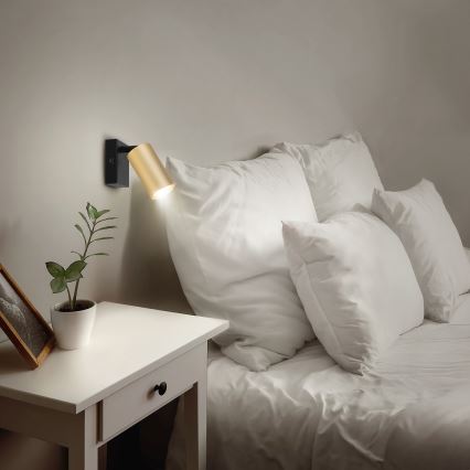 Brilagi - Spot LED RGBW de perete dimerizabil SELE 1xGU10/6W/230V 3000K negru/auriu