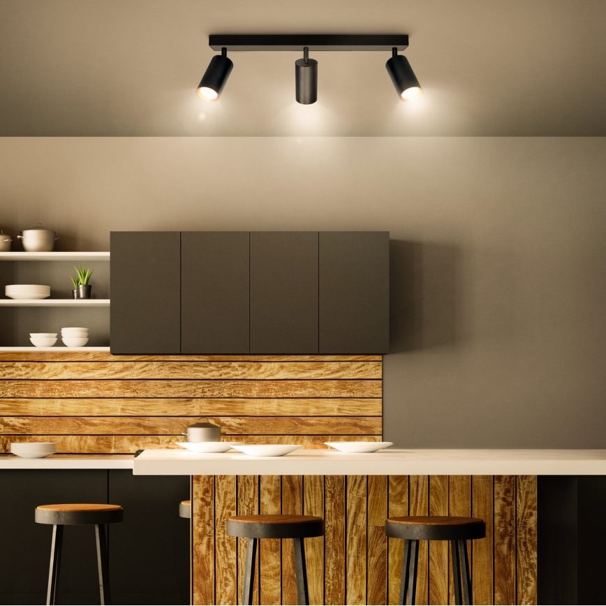 Brilagi - Spot LED RGBW reglabil SELE 3xGU10/4,8W/230V 3000K negru/auriu + telecomandă