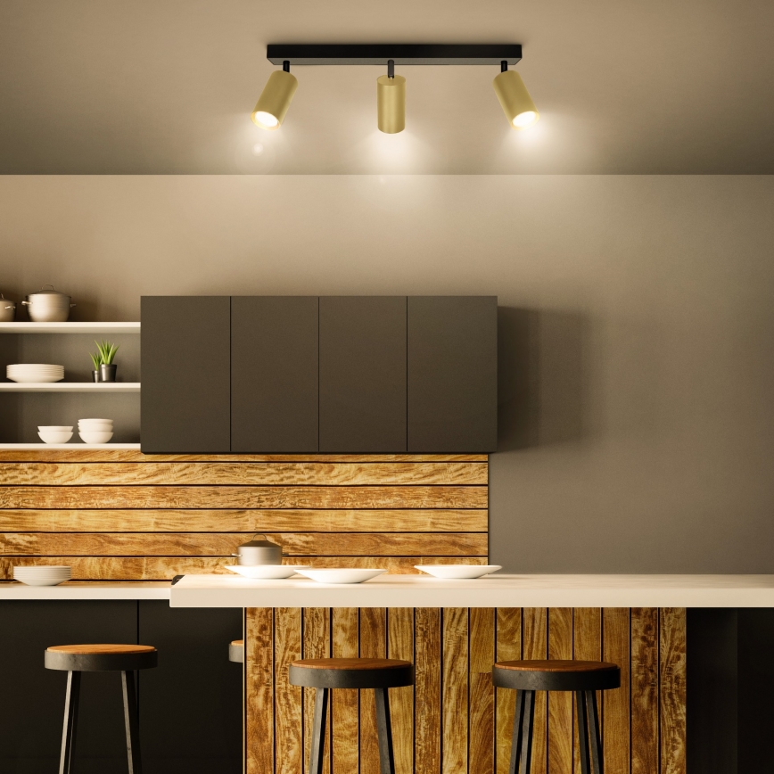 Brilagi - Spot LED RGBW dimerizabil SELE GOLDEN 3xGU10/4,8W/230V/3000K negru/auriu + telecomandă