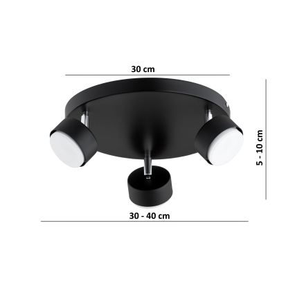 Brilagi - Spot LED MONO, 3 x GX53, 30 W, 230 V, negru