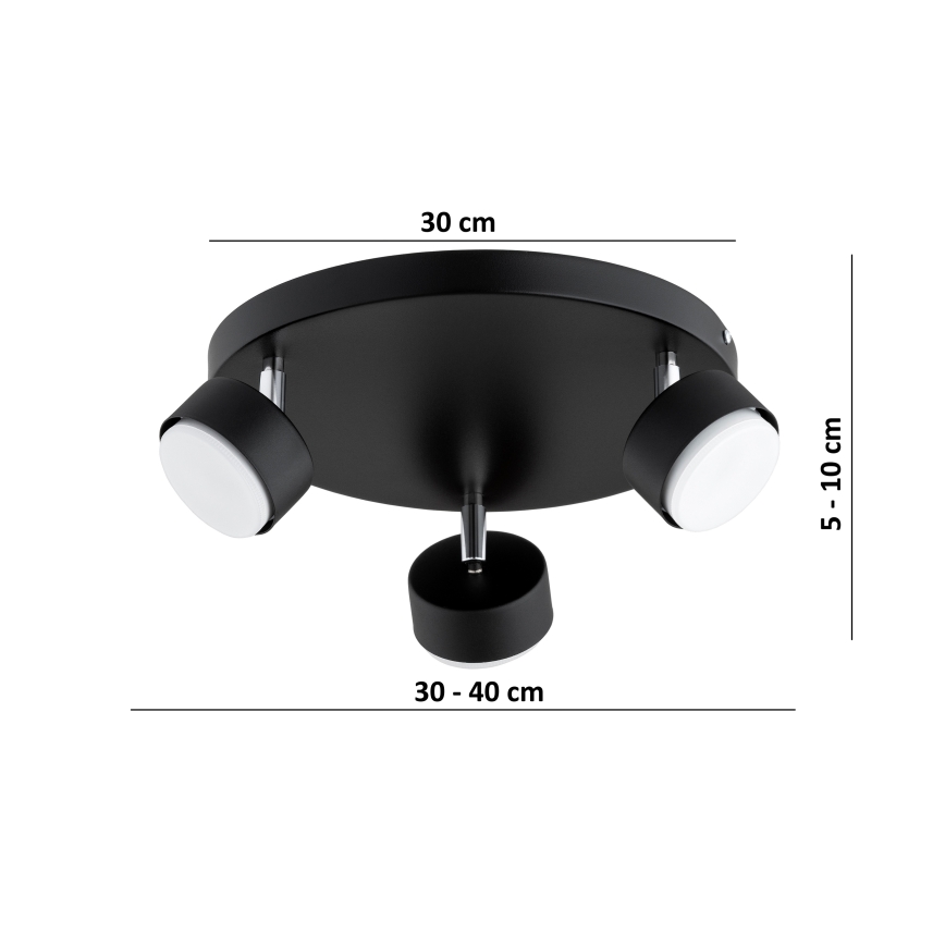 Brilagi - Spot LED MONO, 3 x GX53, 30 W, 230 V, negru