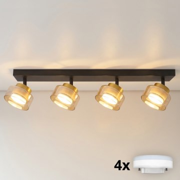 Brilagi - Spot LED RGB+CCT dimmabil AURA LUX 4xGX53/14W/230V 2700-6500K Wi-Fi Tuya negru/auriu