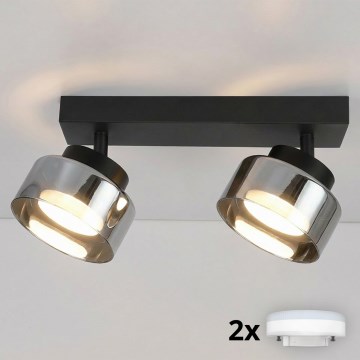 Brilagi - Spot LED RGB+CCT reglabil AURA LUX 2xGX53/14W/230V 2700-6500K Wi-Fi Tuya negru/fumuriu