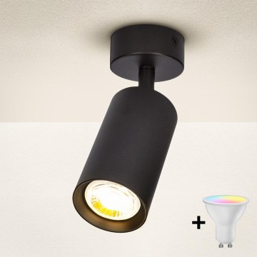 Brilagi - Spot LED RGBW dimabil SELE, 1x GU10/4,8W, 230V, 3000K, negru, cu telecomandă