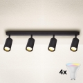 Brilagi - Spot LED RGBW dimabil SELE 4x GU10, 4,8W, 230V, 3000K, negru + telecomandă