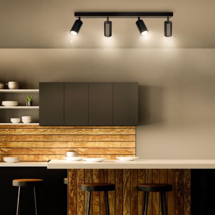 Brilagi - Spot LED RGBW dimabil SELE 4x GU10, 4,8W, 230V, 3000K, negru + telecomandă