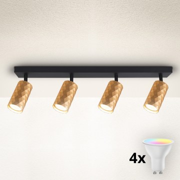 Brilagi - Spot LED RGBW dimabil SELE DIAMANT 4xGU10/4,8W/230V 3000K auriu + telecomandă
