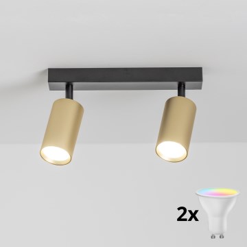 Brilagi Spot LED RGBW dimabil SELE GOLDEN 2xGU10/6W/230V 3000K negru/auriu