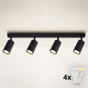 Brilagi - Spot LED RGBW dimabil SELE MODERN 4xGU10/4,8W/230V 3000K negru + telecomandă