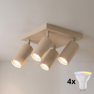 Brilagi - Spot LED RGBW dimabil SELE SQUARE 4xGU10/6,5W/230V 2700-6500K bej