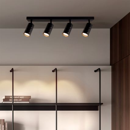 Brilagi - Spot LED SELE DIAMANT RGBW dimabil 4xGU10/6W/230V 3000K negru + telecomandă