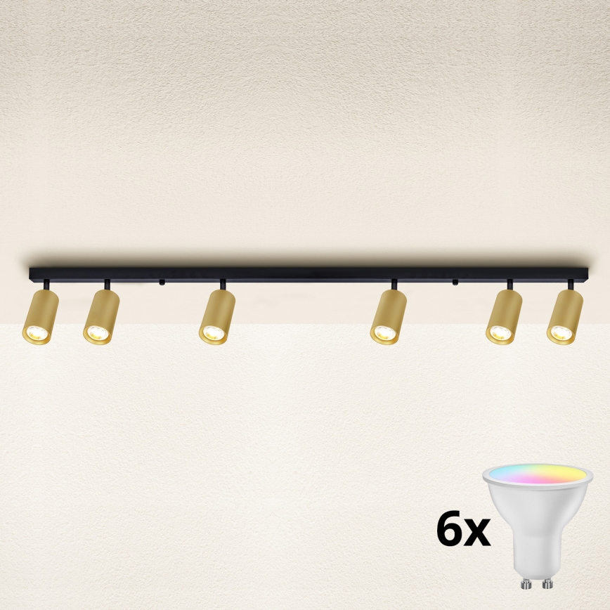 Brilagi - Spot LED RGBW dimerizabil SELE GOLDEN 6xGU10/6,5W/230V 2700-6500K negru/auriu
