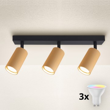 Brilagi - Spot LED RGBW dimerizabil SELE MODERN 3xGU10/4,8W/230V 3000K auriu + telecomandă