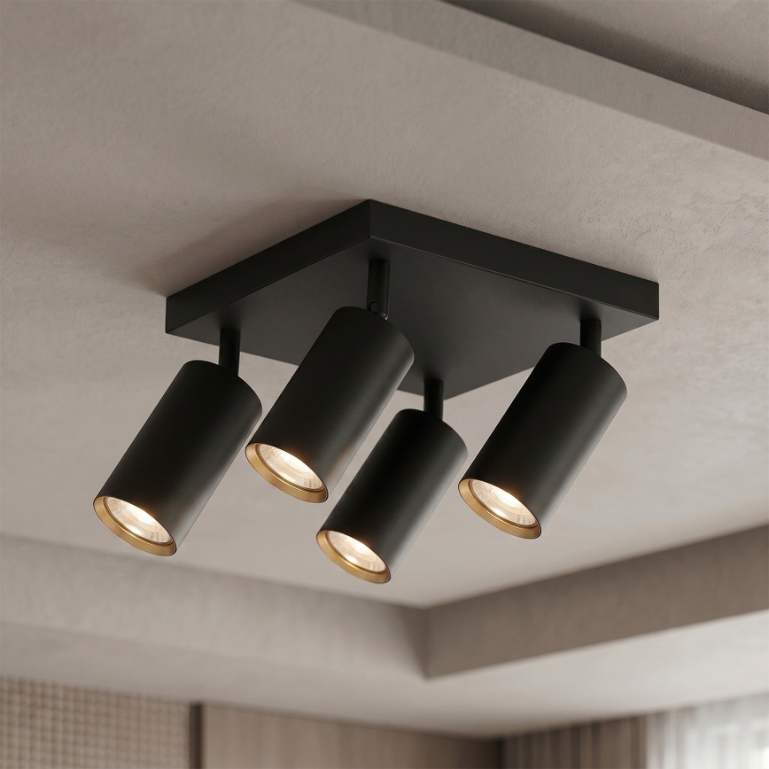 Brilagi - Spot LED RGBW reglabil SELE SQUARE 4xGU10/6,5W/230V 2700-6500K negru/auriu