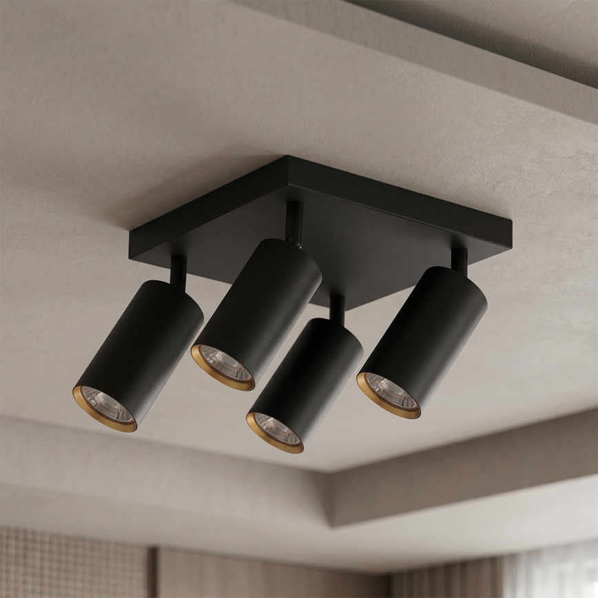 Brilagi - Spot LED RGBW reglabil SELE SQUARE 4xGU10/6,5W/230V 2700-6500K negru/auriu