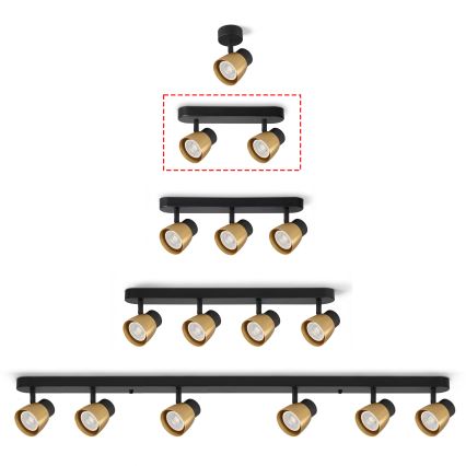 Brilagi - Spot LED RGBW reglabil NUGGET 2xGU10/6W/230V 2700-6500K Wi-Fi negru/auriu