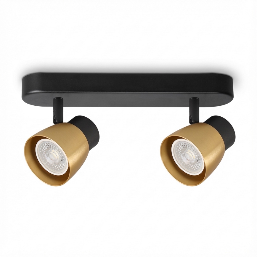 Brilagi - Spot LED RGBW dimabil NUGGET 2xGU10/4,8W/230V 3000K negru/auriu + telecomandă