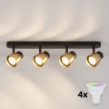 BRILAGI - Spot LED RGBW dimmabil NUGGET 4x GU10/4,8W/230V 3000K negru/auriu + telecomandă