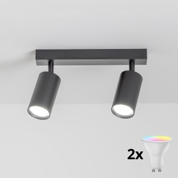 Brilagi - Spot LED RGBW dimmabil SELE 2xGU10/4,8W/230V 3000K negru + telecomandă