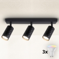 Brilagi - Spot LED RGBW dimmabil SELE DIAMANT 3xGU10/4,8W/230V 3000K negru + telecomandă