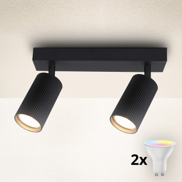 Brilagi - Spot LED RGBW dimmabil SELE MODERN 2xGU10/4,8W/230V 3000K negru + telecomandă