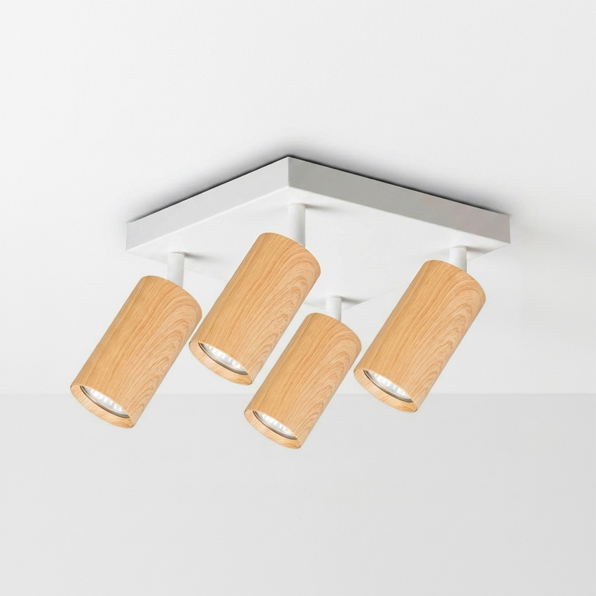 Brilagi - Spot LED RGBW reglabil SELE SQUARE 4xGU10/6,5W/230V 2700-6500K alb/decor stejar