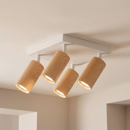 Brilagi - Spot LED RGBW reglabil SELE SQUARE 4xGU10/6,5W/230V 2700-6500K alb/decor stejar