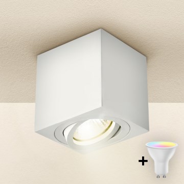 Brilagi - Spot LED RGBW reglabil MIA, 1x GU10, 4,8W, 230V, 3000K, 84x80 mm, alb + telecomandă