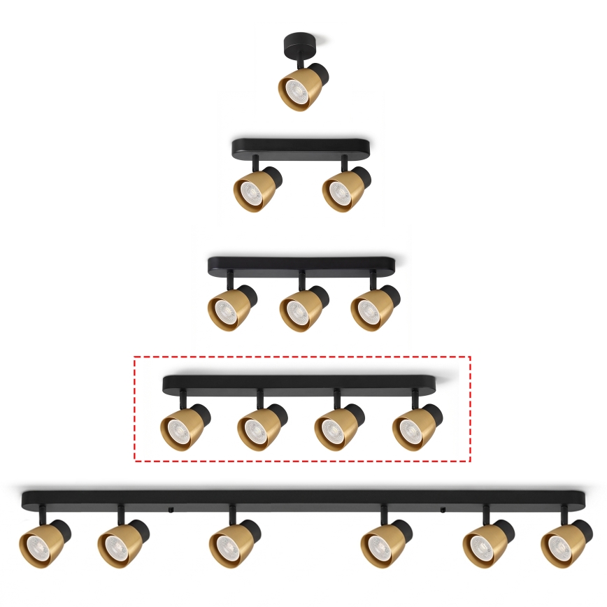 Brilagi - Spot LED RGBW dimmabil NUGGET 4xGU10/6W/230V 2700-6500K Wi-Fi negru/auriu