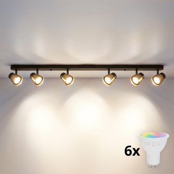 Brilagi - Spot LED RGBW reglabil NUGGET 6xGU10/6,5W/230V 2700-6500K Wi-Fi negru/auriu