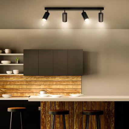 Brilagi - Spot LED RGBW dimabil SELE 4xGU10/4,8W/230V 3000K negru/auriu + telecomandă