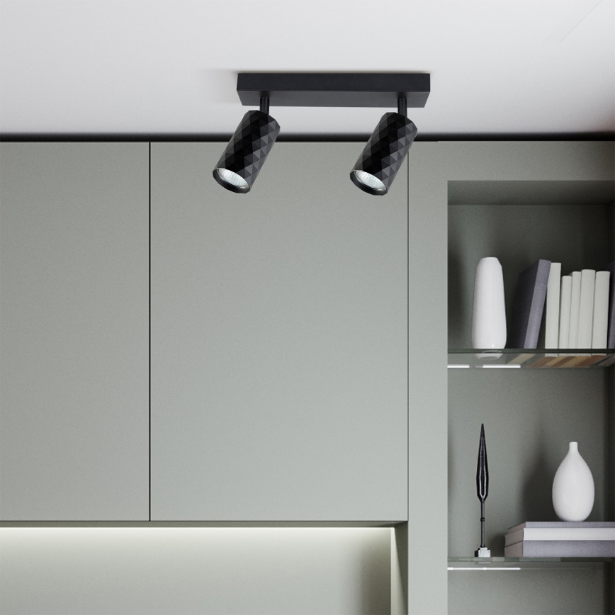 Brilagi - Spot LED RGBW dimabil SELE DIAMANT, 2xGU10, 4,8W, 230V, 3000K, negru, cu telecomandă