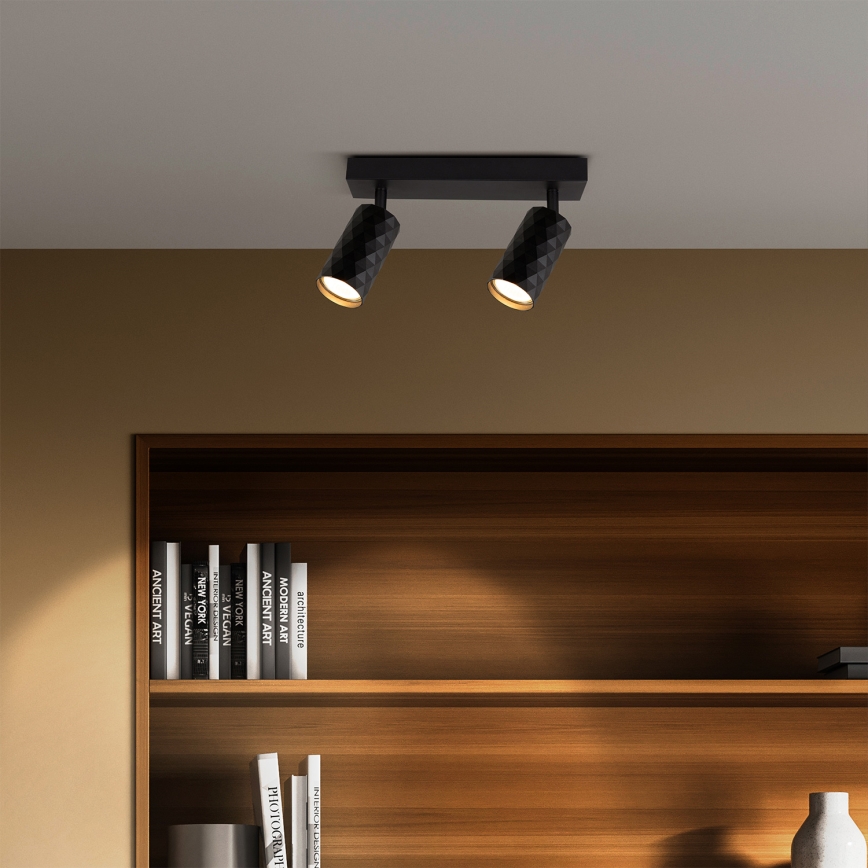 Brilagi - Spot LED RGBW dimabil SELE DIAMANT, 2xGU10, 6W, 230V, 3000K, negru, cu telecomandă