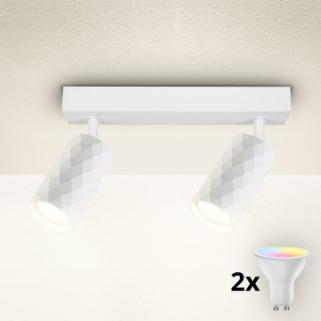 Brilagi - Spot LED RGBW reglabil SELE DIAMANT 2xGU10/4,8W/230V 3000K alb + telecomandă
