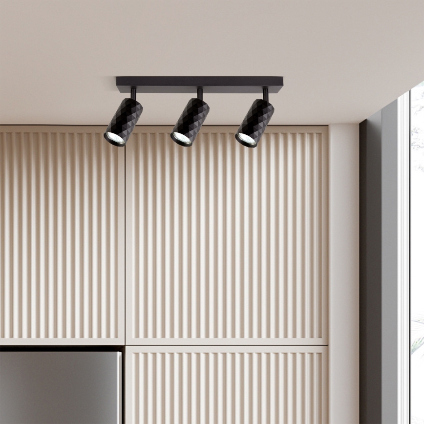 Brilagi - Spot LED RGBW dimmabil SELE DIAMANT 3xGU10/6W/230V 3000K negru + telecomandă