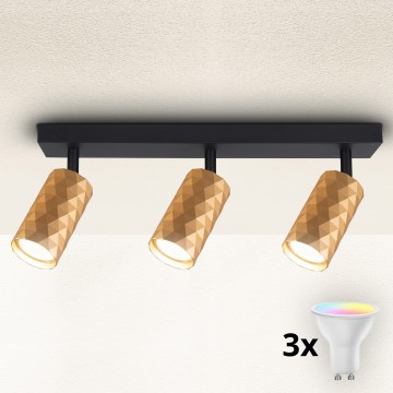 Brilagi - Spot LED RGBW reglabil SELE DIAMANT 3xGU10/4,8W/230V 3000K auriu + telecomandă