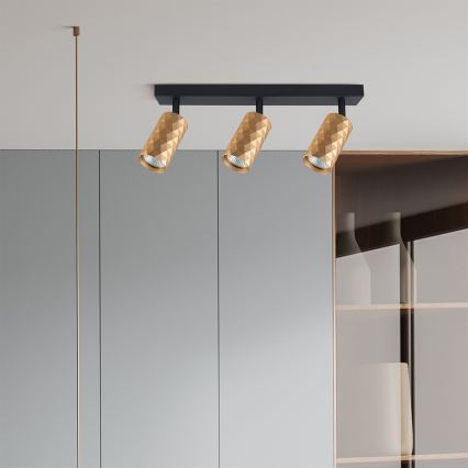 Brilagi - Spot LED RGBW reglabil SELE DIAMANT 3xGU10/4,8W/230V 3000K auriu + telecomandă