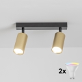 BRILAGI - Spot LED RGBW reglabil SELE GOLDEN 2xGU10/4,8W/230V 3000K negru/auriu + telecomandă