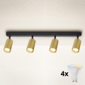 BRILAGI - Spot LED RGBW reglabil SELE GOLDEN 4xGU10/4,8W/230V 3000K negru/auriu + telecomandă