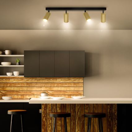 Brilagi - Spot LED RGBW reglabil SELE GOLDEN 4xGU10/6W/230V 3000K negru/auriu + telecomandă