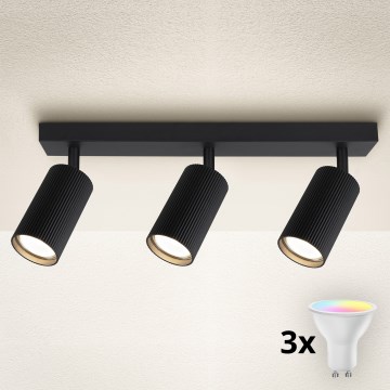 Brilagi - Spot LED RGBW reglabil SELE MODERN 3xGU10/4,8W/230V 3000K negru + telecomandă