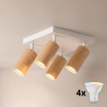 Brilagi - Spot LED RGBW reglabil SELE SQUARE 4xGU10/6,5W/230V 2700-6500K alb/decor stejar