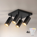 Brilagi - Spot LED RGBW reglabil SELE SQUARE 4xGU10/6,5W/230V 2700-6500K negru/auriu