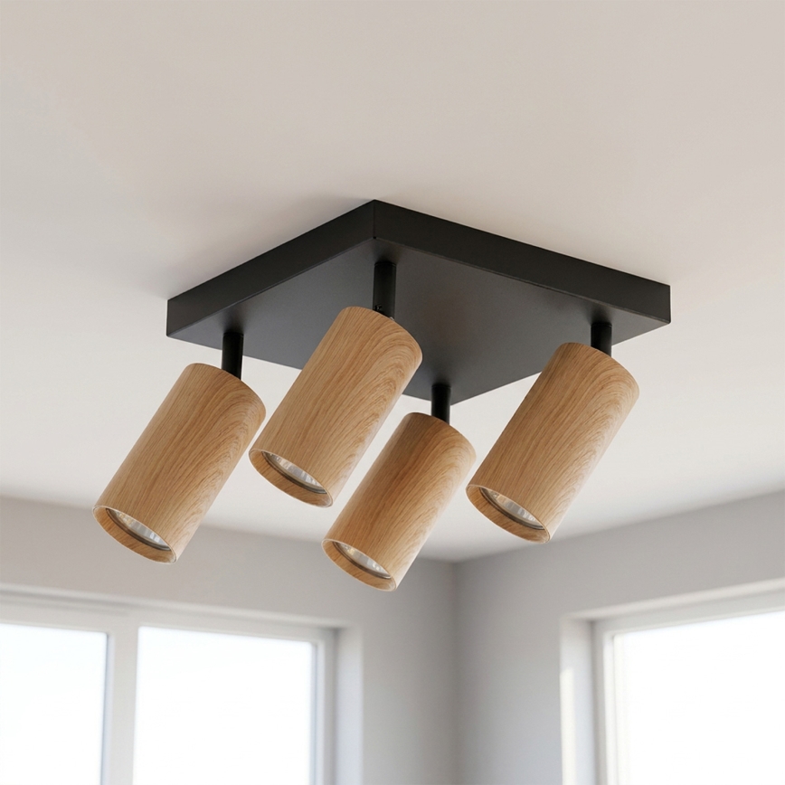 Brilagi - Spot LED RGBW reglabil SELE SQUARE 4xGU10/6,5W/230V 2700-6500K negru/decor stejar