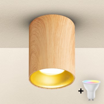 Brilagi - Spot LED RGBW reglabil TRINE 1xGU10/4,8W/230V 3000K finisaj stejar + telecomandă