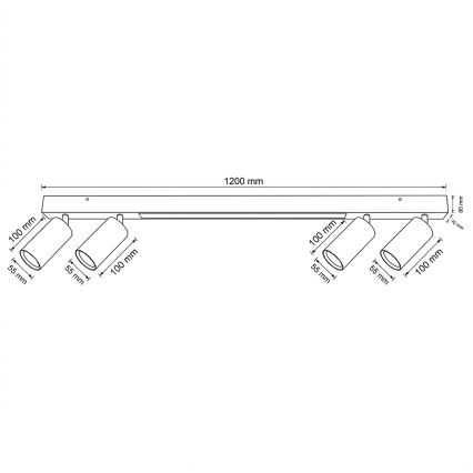 Brilagi - Spot LED SELE 4xGU10/30W/230V + LED/25W negru