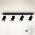 Brilagi - Spot LED SELE DIAMANT RGBW dimabil 4xGU10/6W/230V 3000K negru + telecomandă