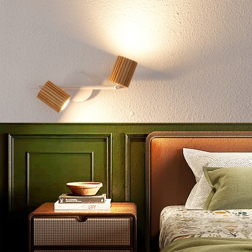 Brilagi - Spot MODERN WOOD 2xGU10/8W/230V lemn/alb