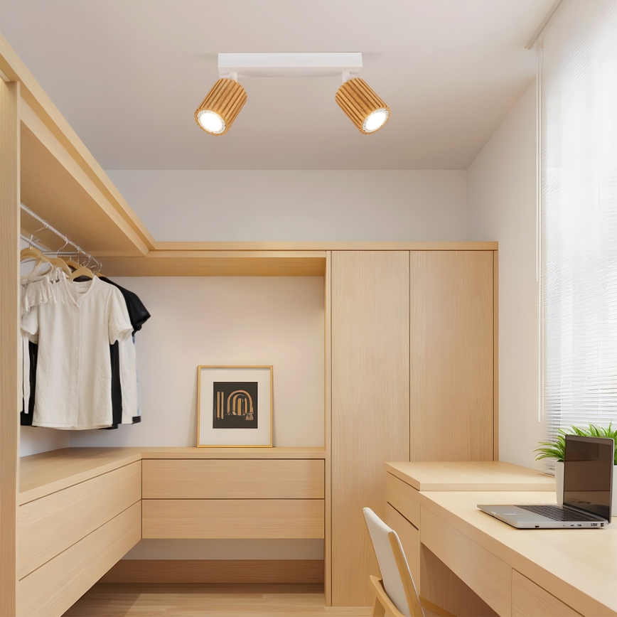 Brilagi - Spot MODERN WOOD 2xGU10/8W/230V, lemn/alb