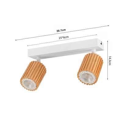 Brilagi - Spot MODERN WOOD 2xGU10/8W/230V, lemn/alb